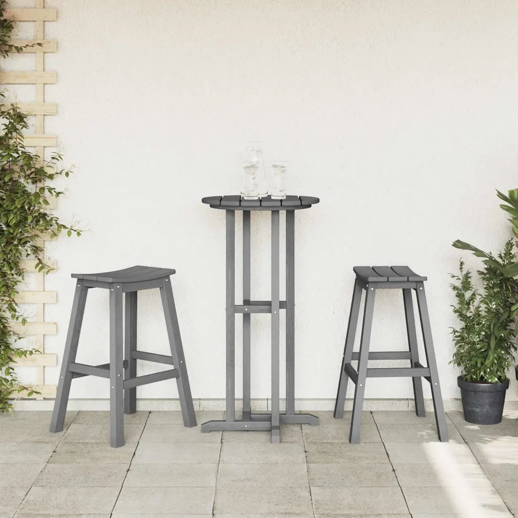 Set Bar da Giardino 3 pz | Set Salotto da Giardino Grigio chiaro HDPE