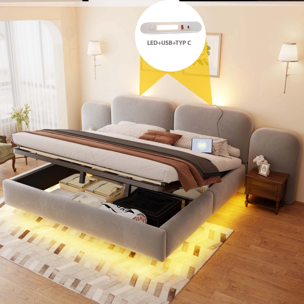 letto imbottito velluto grigio 213 x 278.5 cm