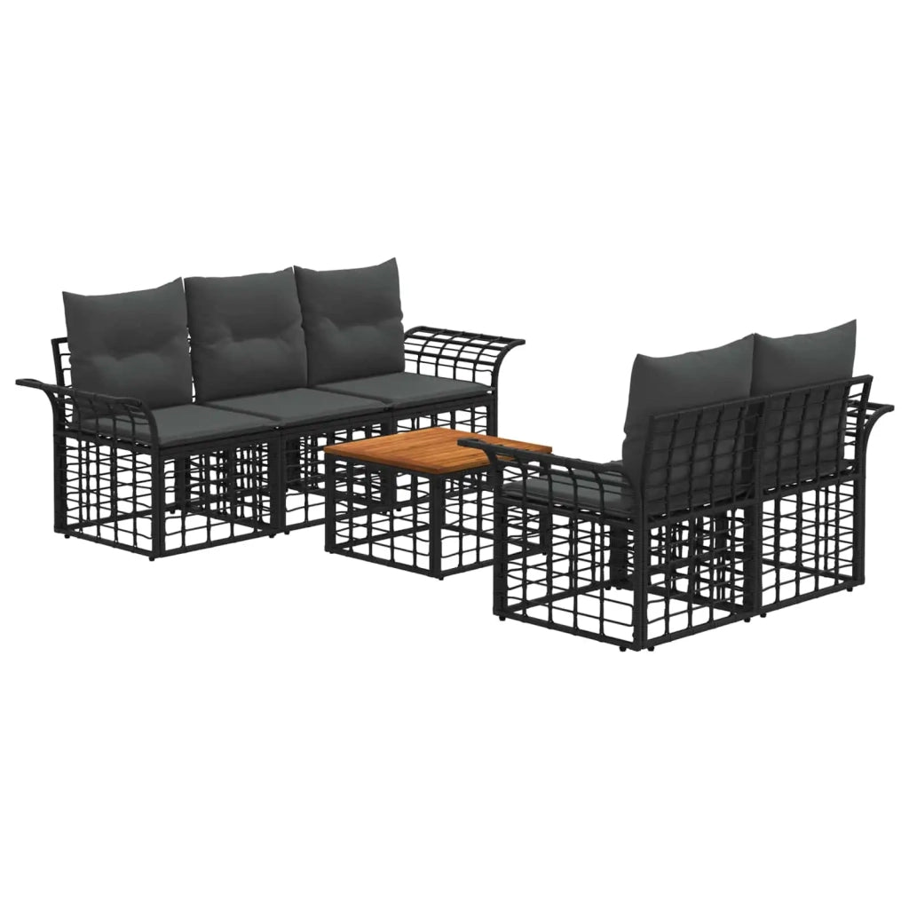 Set di divani da esterno 6 pz Nero e Grigio scuro polyrattan 3437641