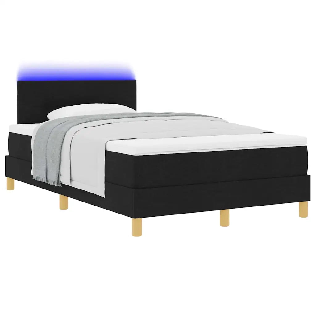 Letto a Sorgente LED con strisce LED Nero 120 x 190 cm Tessuto 3342424