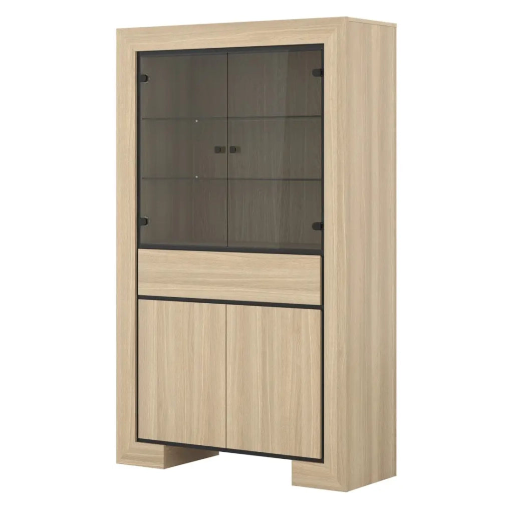 Vetrina ampia collezione COPA – 4 porte e 1 cassetto – Rovere elegante – Senza illuminazione LED
