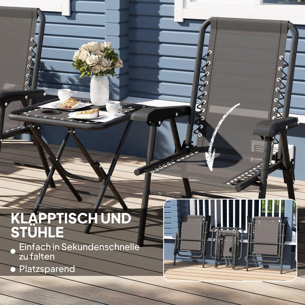 Set Bistrot 3 Pezzi in Acciaio ¨C zephmum ¨C Grigio Antracite 60x60x75