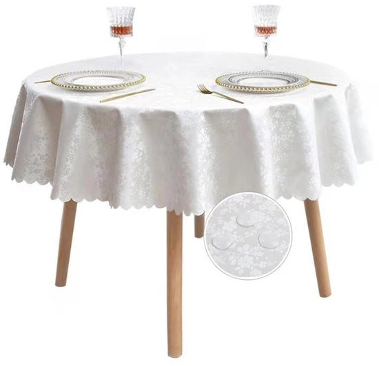 Tavolo con tovaglia di Natale, tovaglia rotonda diametro 160 cm, tovaglia da tavolo 350GSM, tovaglie per tavolo, tovaglia da tavolo impermeabile, decorazione per festa, capodanno, anno nuovo, feste, matrimoni, tavolo da appendere