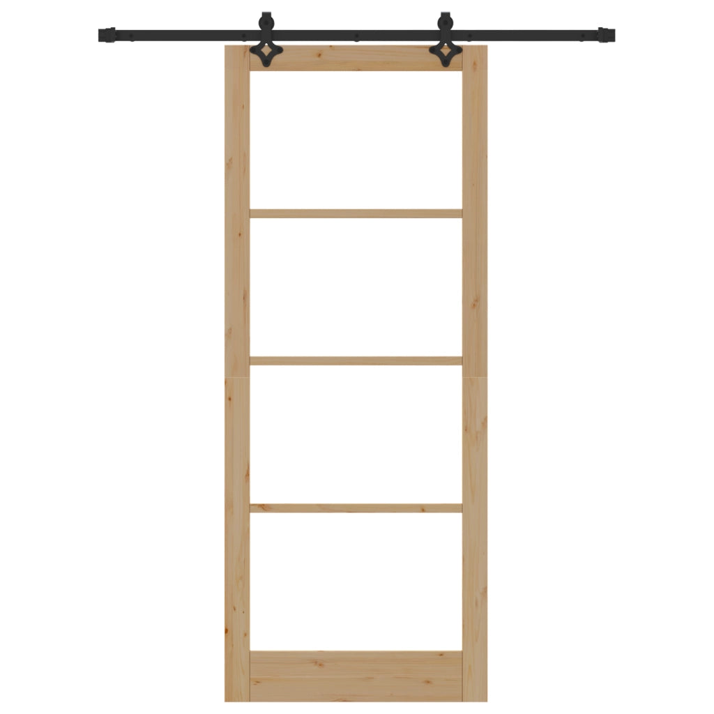 Porta scorrevole  con set di ferramenta 'ORKDAL'Legno massello e vetro