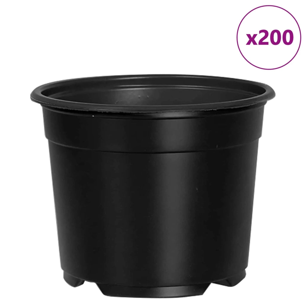 Vaso Rotondo per Fiori 200 pcs Nero Ø 10 x 8 cm Plastica 42029492