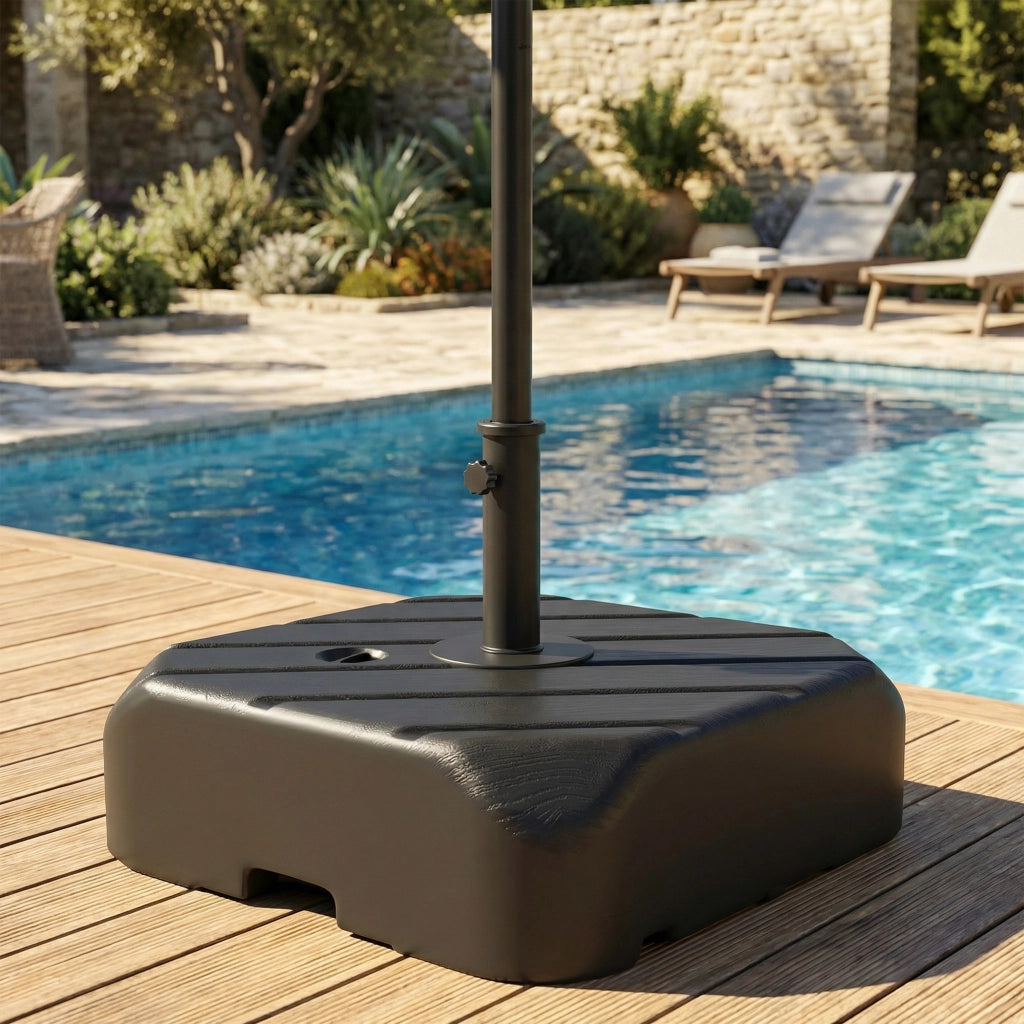 Base per Ombrellone con Ruote e Maniglia Telescopica ¨C zephmum ¨C per Pali ?38/48 mm, Riempi con Sabbia o Acqua, 72 kg/45L