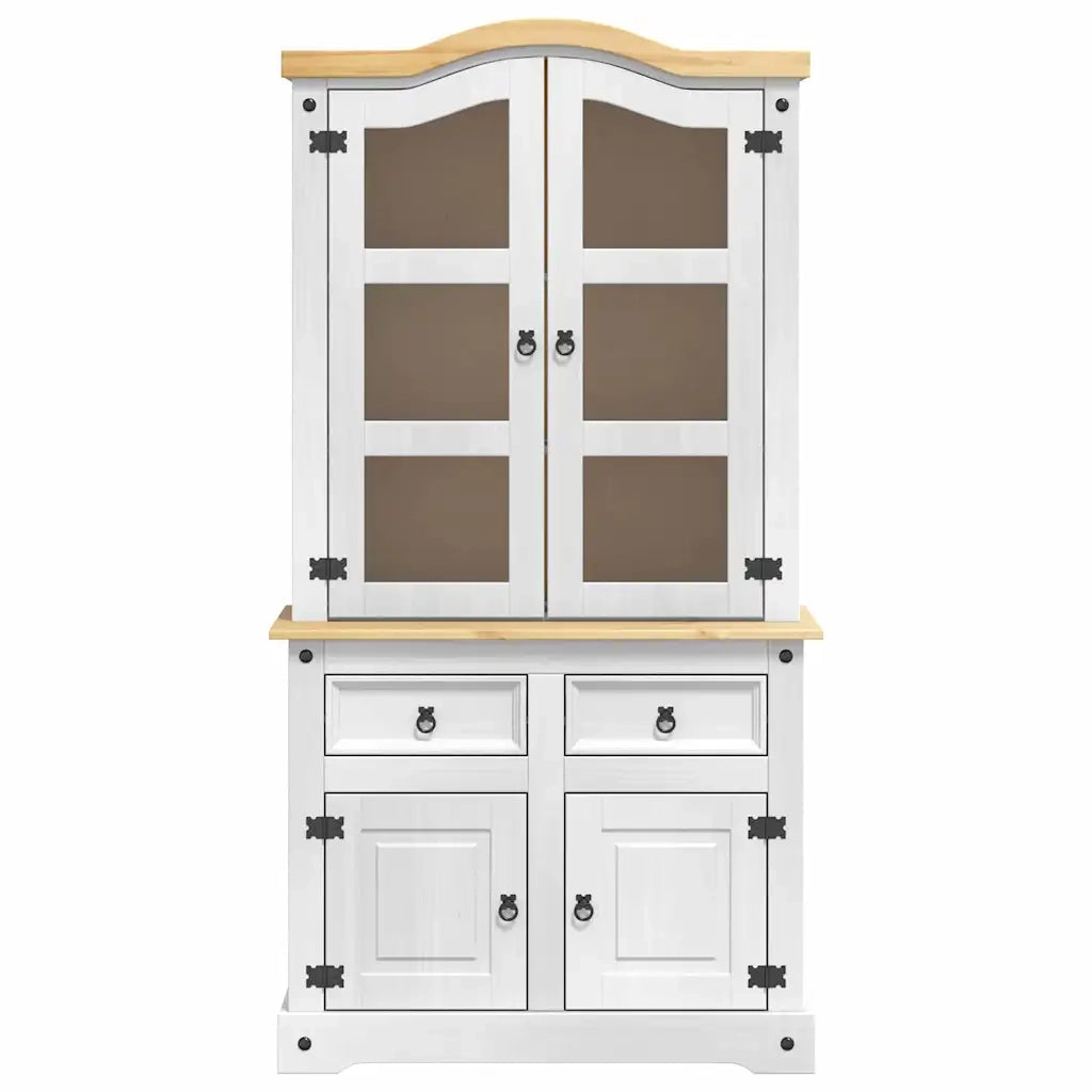 Credenza Corona Bianco 100 x 48,5 x 179 cm Pino massello 42021199