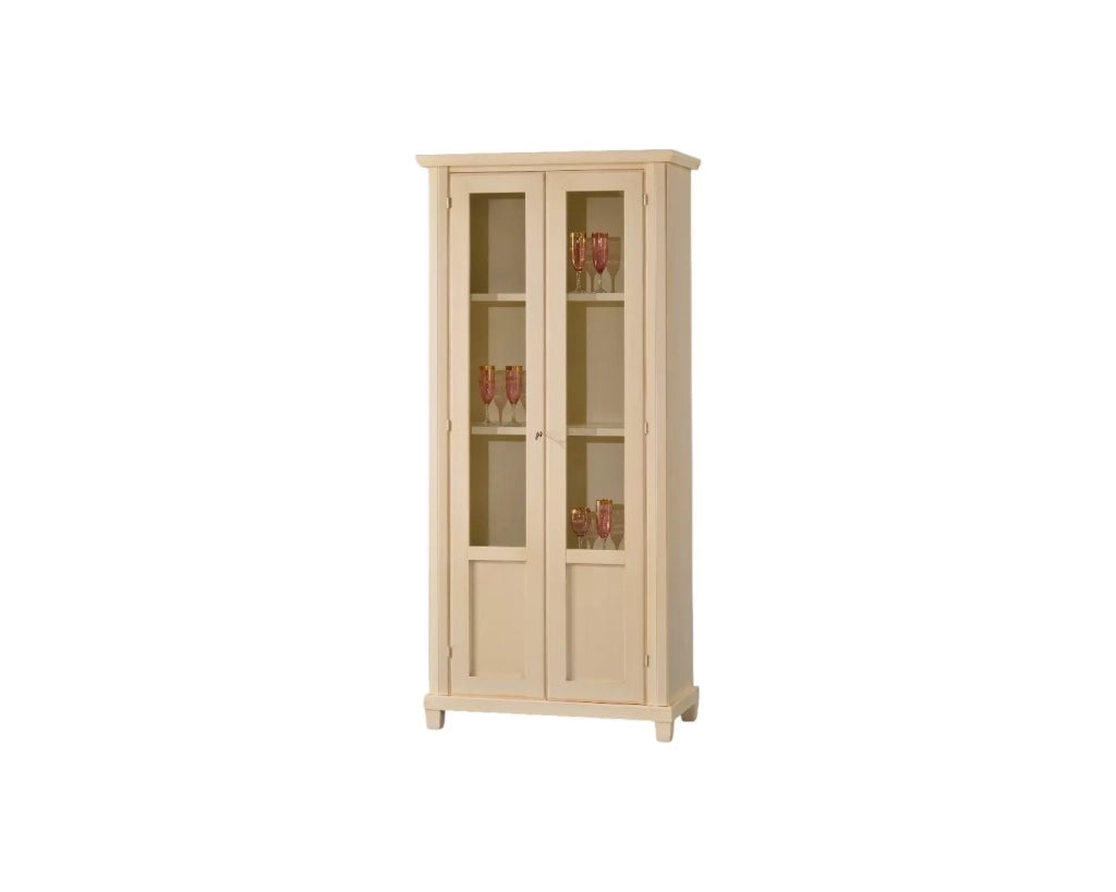 Vetrina in legno 2 porte arte povera avorio patinato 87x40x189 - Mobili 2G