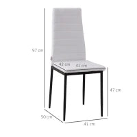 Set 4 Sedie Imbottite per Soggiorno o Sala da Pranzo, Sedie da Cucina Moderne, in Metallo e Tessuto Bianco