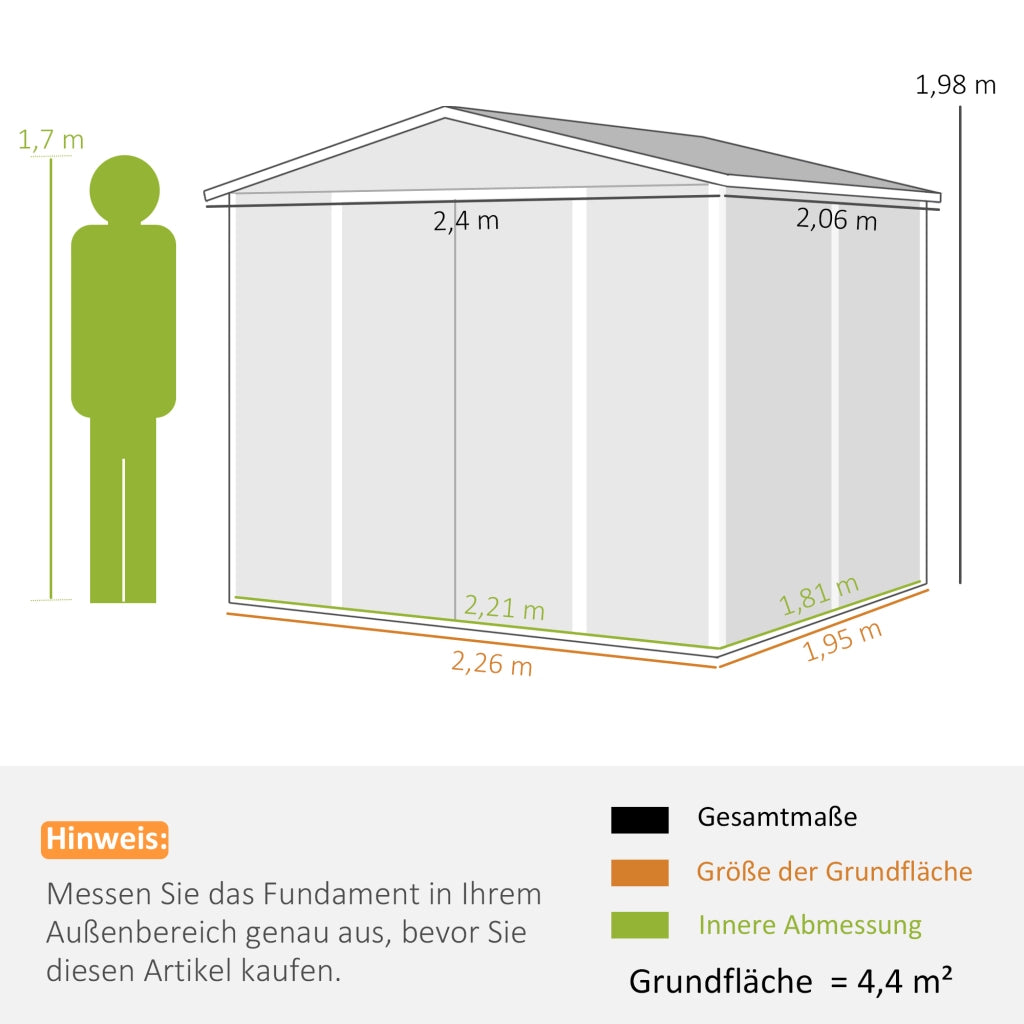 Ripostiglio attrezzi in metallo ¨C zephmum ¨C 240x206x198 cm grigio chiaro