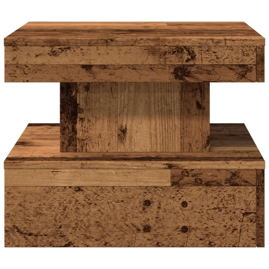 Tavolino da Salotto con Luci LED Legno Antico 50x50x40 cm 857712