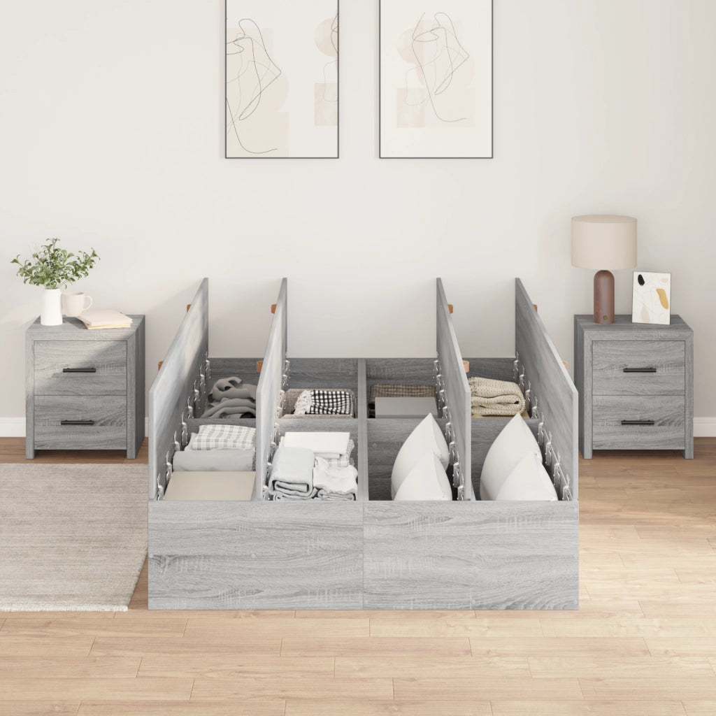 Struttura letto con contenitore  Grigia Sonoma 120x190 cm