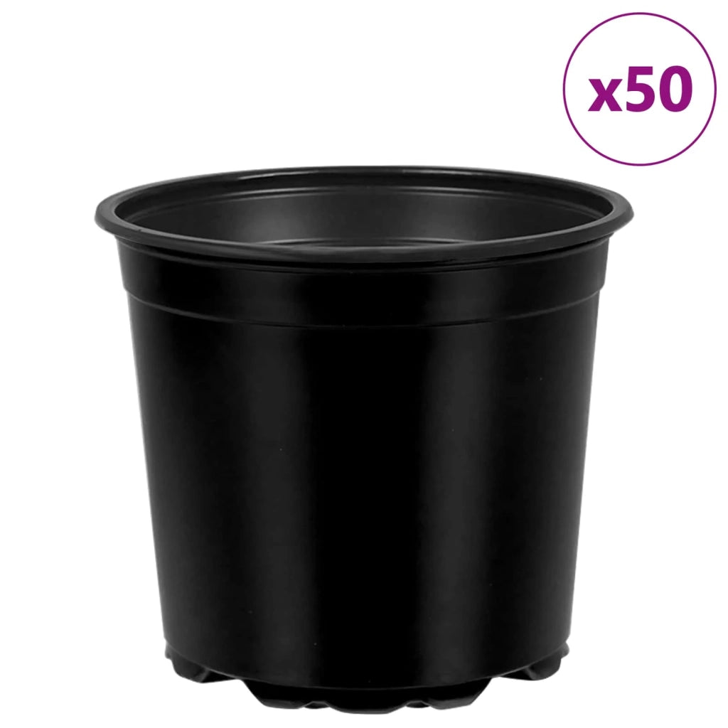 Set di 50 vasi cilindrici per fiori 15 x 15 x 13 cm leggeri design moderno plastica nera 02_0059665
