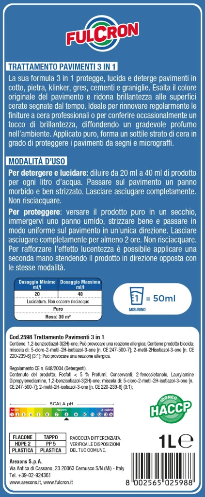 Fulcron Trattamento Pavimenti 3 in 1 Arexons 1 L