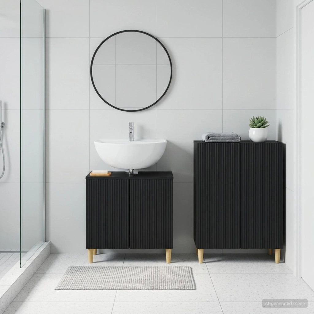 Set di Armadi da Bagno da 2 Pezzi ARNHEM Nero 3417604