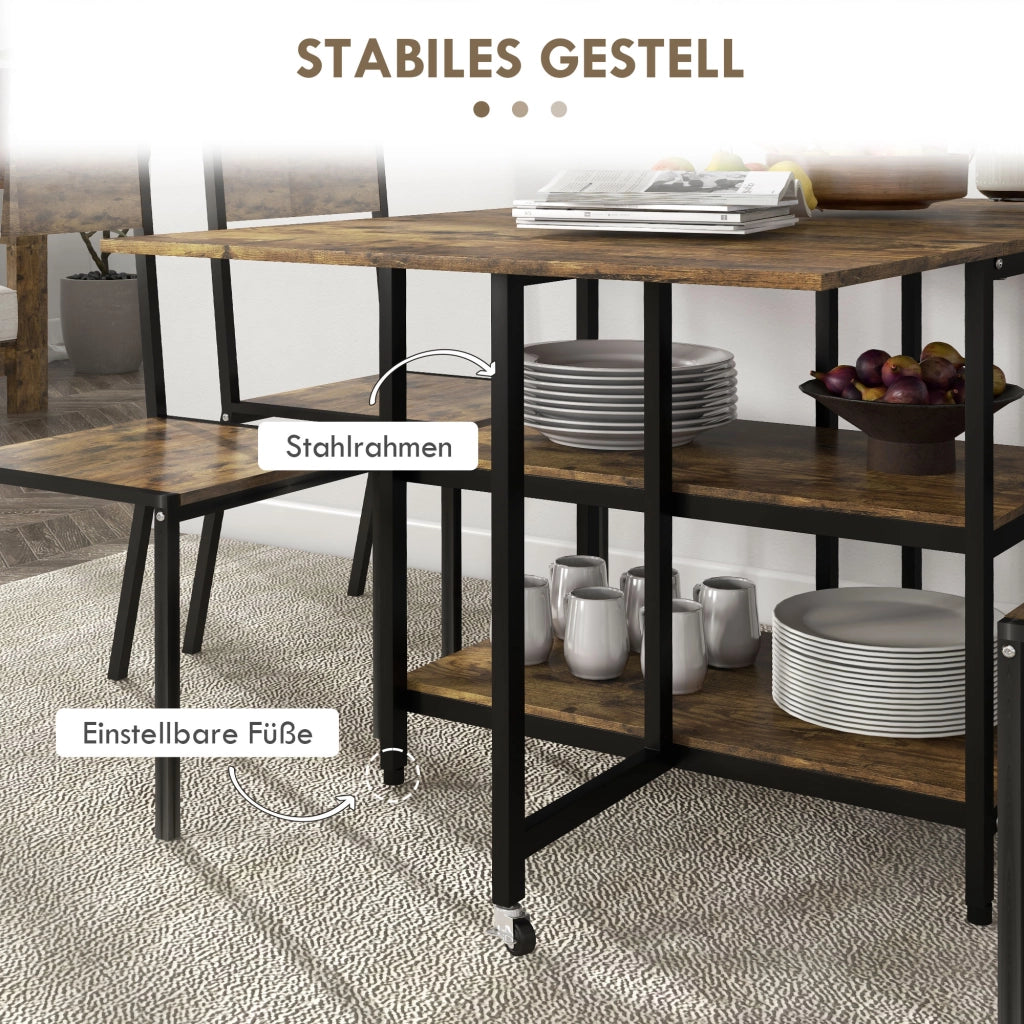 Tavolo da pranzo pieghevole ¨C zephmum ¨C 140x80x75 cm, marrone e nero