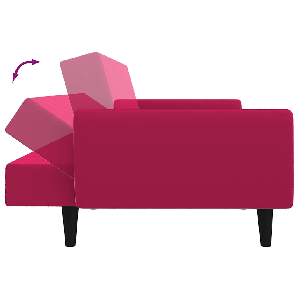Divano letto | Sof¨¤ letto | Letto singolo a 2 Posti Rosso Vino in Velluto