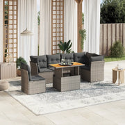 Set Divani da Giardino 7 pz con Cuscini Grigio in Polyrattan 3270857