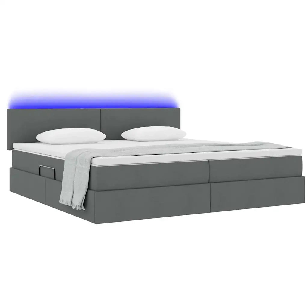 Letto con contenitore e LED Grigio scuro 200 x 200 cm Tessuto 3371104