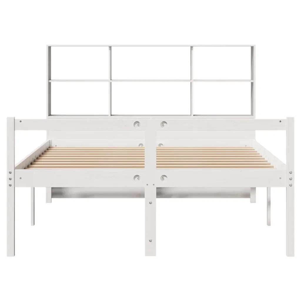 Letto Libreria senza Materasso Bianco 140x190 cm Legno di Pino 3322009