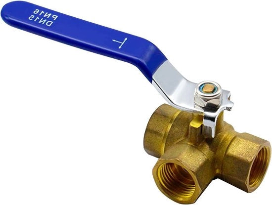 Valvola a pallini a 3 vie DN15 1/2 cavo interno acqua - rubinetto a pallini di chiusura in ottone - adatto per acqua olio e aria - alta qualità