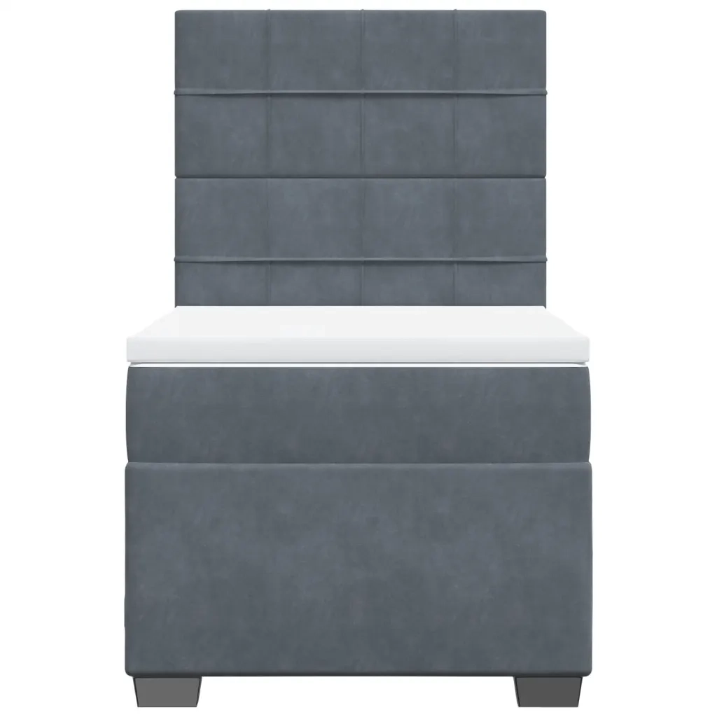 Giroletto a Molle con Materasso Grigio Scuro 90x190 cm Velluto