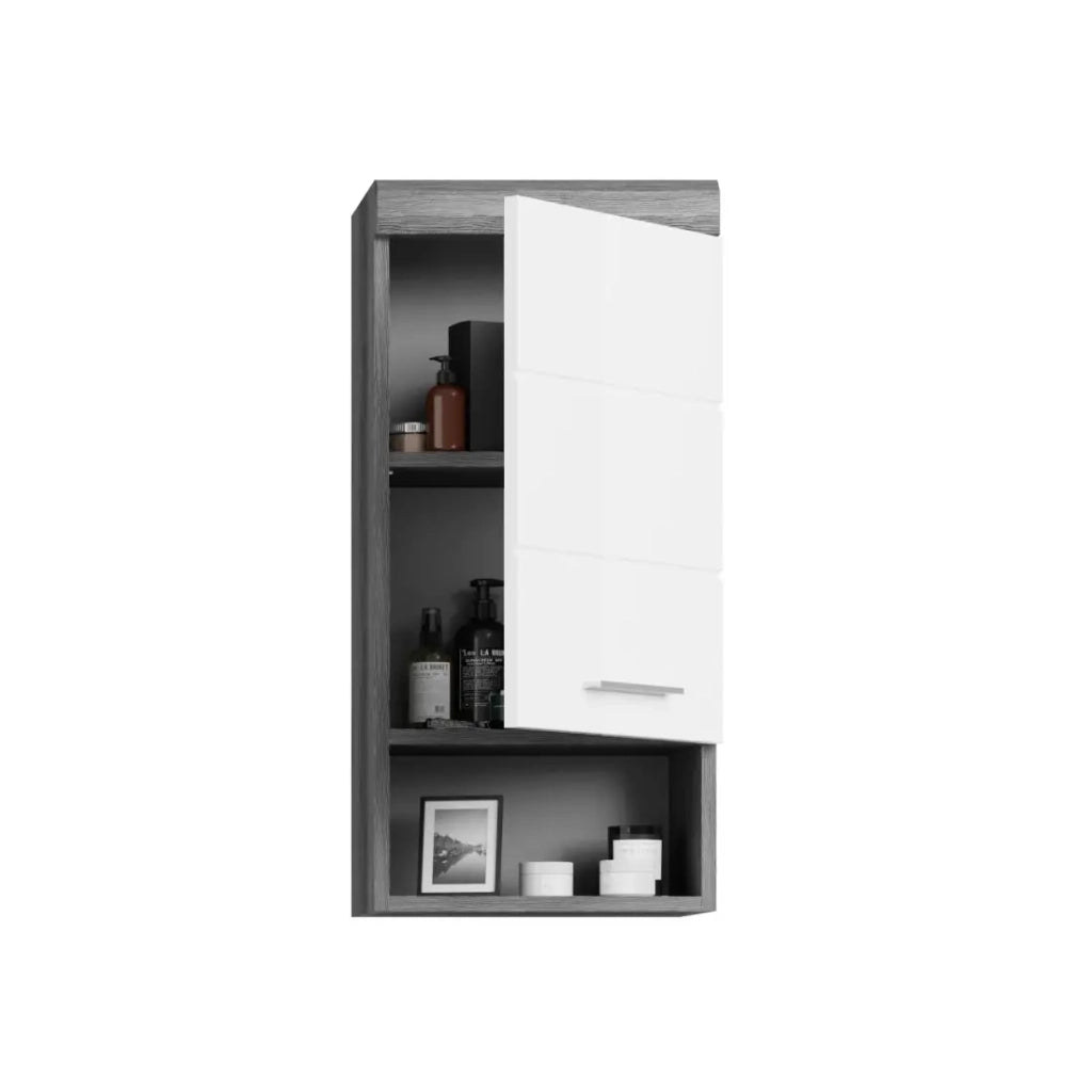 Mezza colonna di stoccaggio SCOTT - 1 porta - Grigio scuro e bianco - 37x79x24 cm