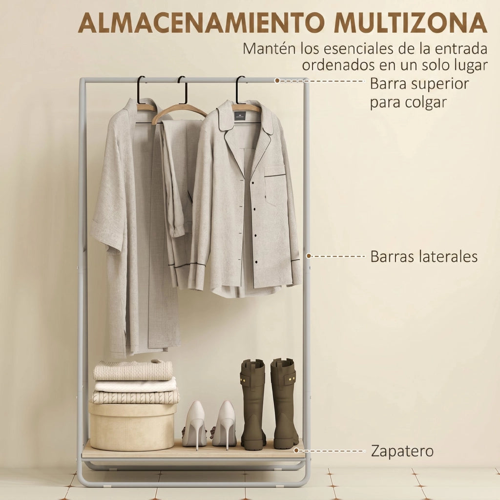 Appendiabiti 3 in 1 con Ripiano per Scarpe ¨C Zephmum ¨C Grigio Metallo