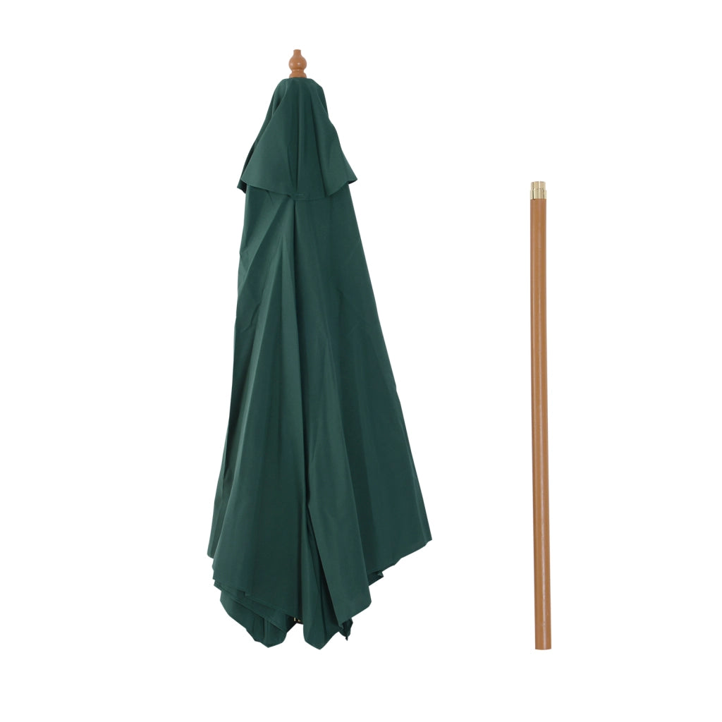 Ombrellone da Giardino 6 Stecche ¨C zephmum ¨C Legno Poliestere Verde Scuro 2.5x2.3m