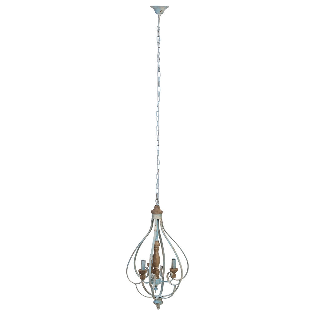 Lampada da soffitto in legno e metallo grigio 44,5X39,5X75h cm