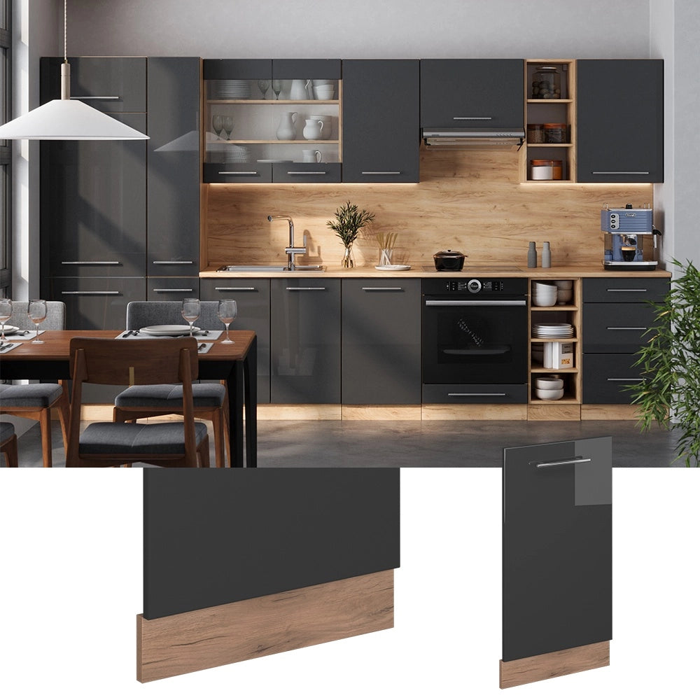 Pannello frontale della lavastoviglie Fame-Line Antracite lucido/Rovere dorato 45 cm, PL Marmo Vicco
