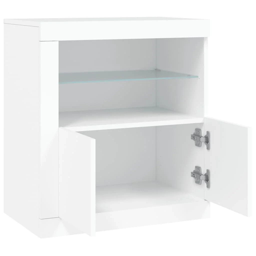 Buffet credenza cassettiera mobiletto mobile contenitore organizer per cucina soggiorno salotto con luci LED 60,5 x 37 x 67 cm bianco 02_0029855
