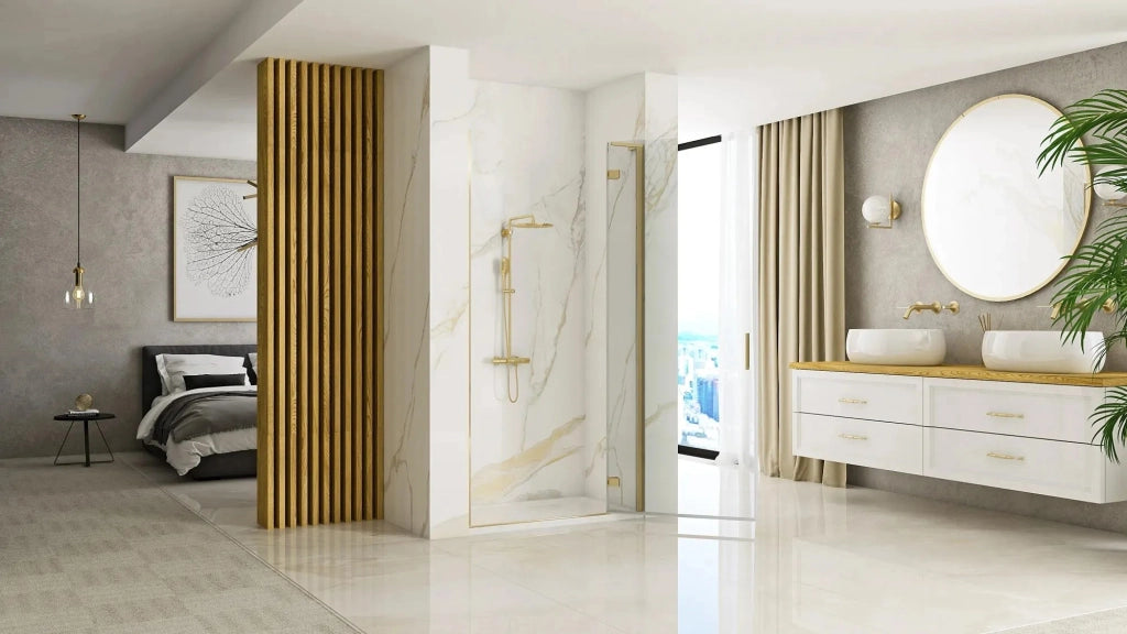 Porta Doccia Rea Hugo 90 Gold Brush + Profilo