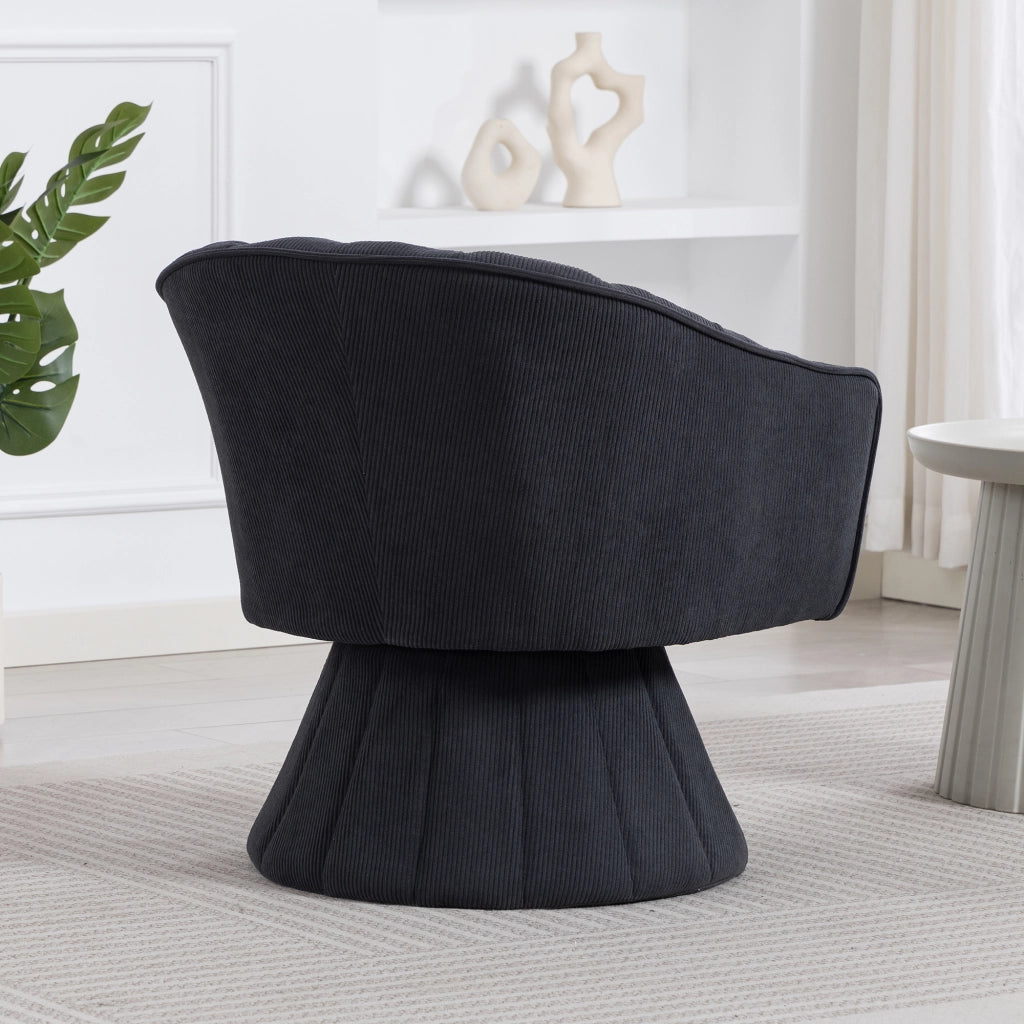 Sedia girevole 360° in velluto a coste, colore grigio scuro, con imbottitura ergonomica e base stabile