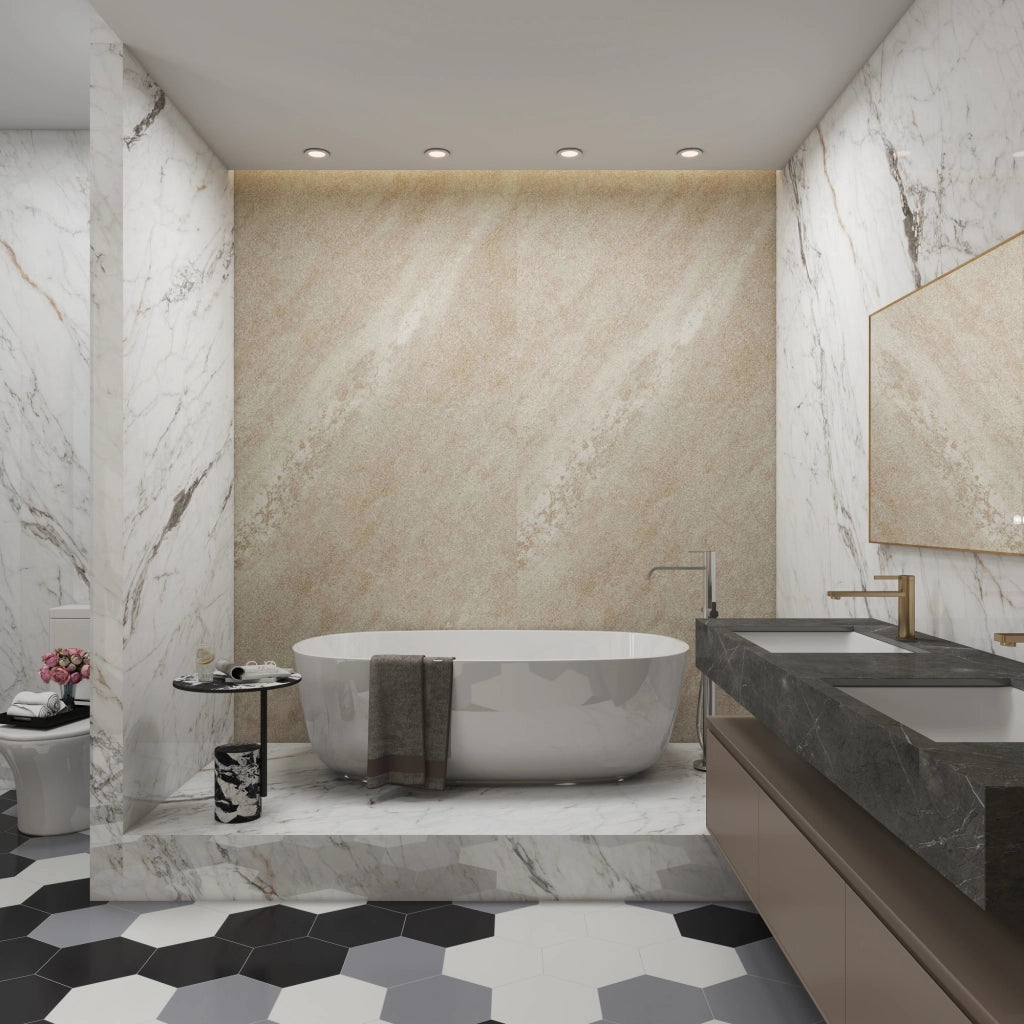 Set Bladel di 8 Pannelli Decorativi in PVC per Parete - Effetto Pietra Cream Stone [neu.haus]