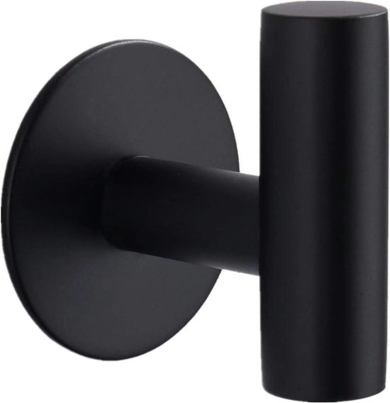 2 Pezzi di Appendiabiti Autoadesivi, Viti da Parete in Acciaio Inox per Appendere Cappotto, Cappello, Asciugamano, Cappotto da Bagno, Nero