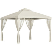 Gazebo con Zanzariera 3x3m. Struttura in Metallo e Copertura in Poliestere. Beige