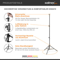 AIR 290 Deluxe Stativo per luci, altezza max 290 cm, cavalletto fotografico per flash con capacità di carico di 7 kg, treppiede per studi fotografici e outdoor