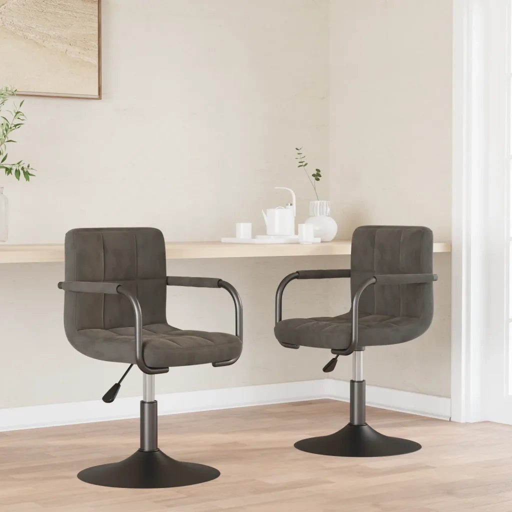 Sedie da Pranzo Girevoli 2 pz Grigio Scuro in Velluto 334618