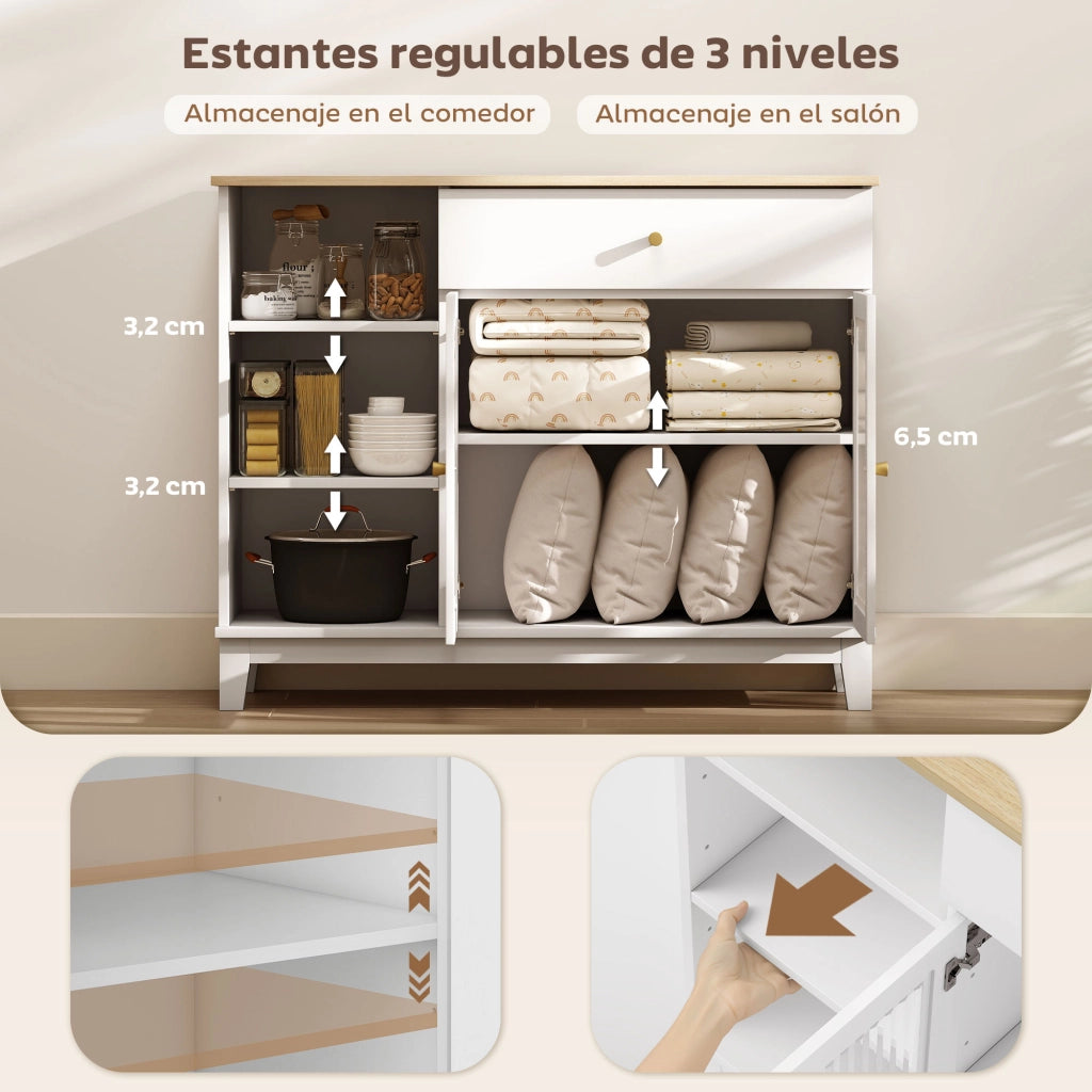 Armadio con ante e cassetti ¨C Minimal ¨C Bianco 100x35x80,3 cm
