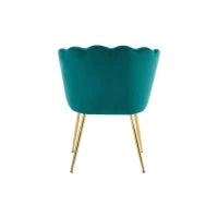 Poltrona Design Moderna in Velluto per Soggiorno con Schienale a Petalo e Gambe Metalliche Dorate, Cuscino a Farfalla, 62x54x43 cm, Verde