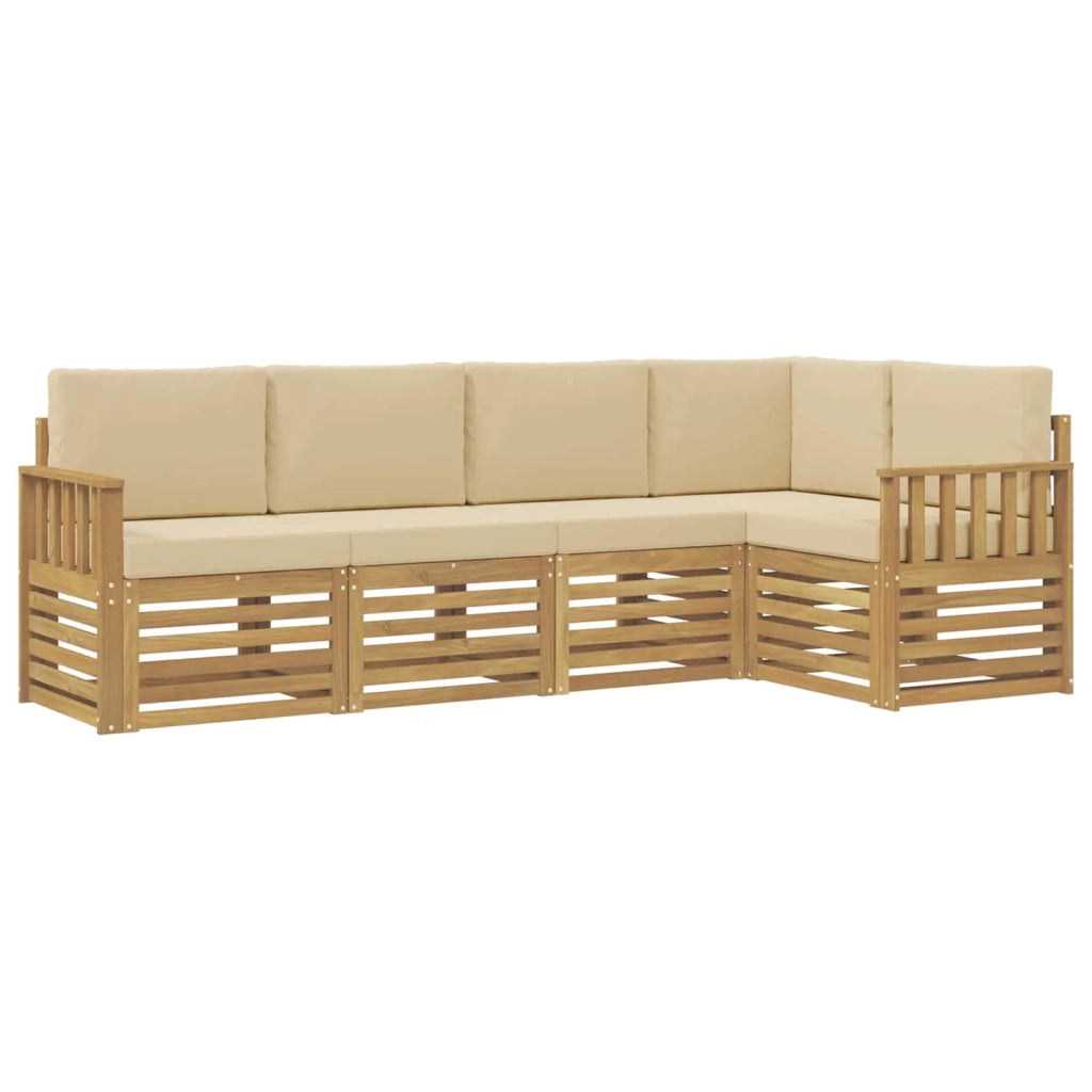 Set di divani da esterno 5 pcs Bianco e Beige