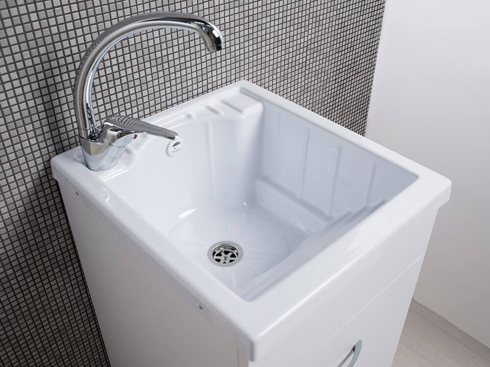 Mobile Lavatoio in ABS 45x50x88 cm 1 Anta Ambrosini Oceano Bianco Opaco