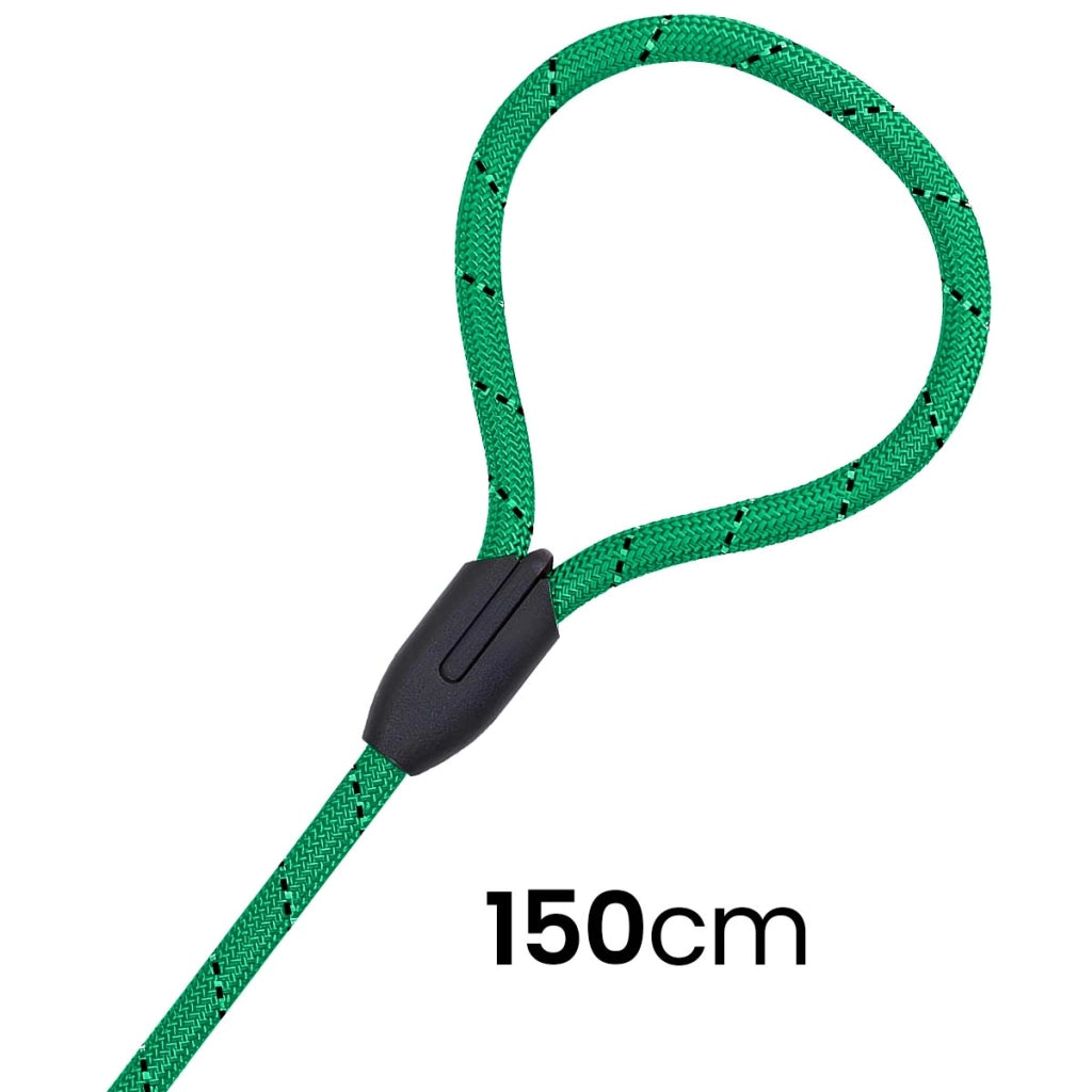Guinzaglio per cani da 150 cm con collare regolabile da 45 cm in corda resistente Verde Inny