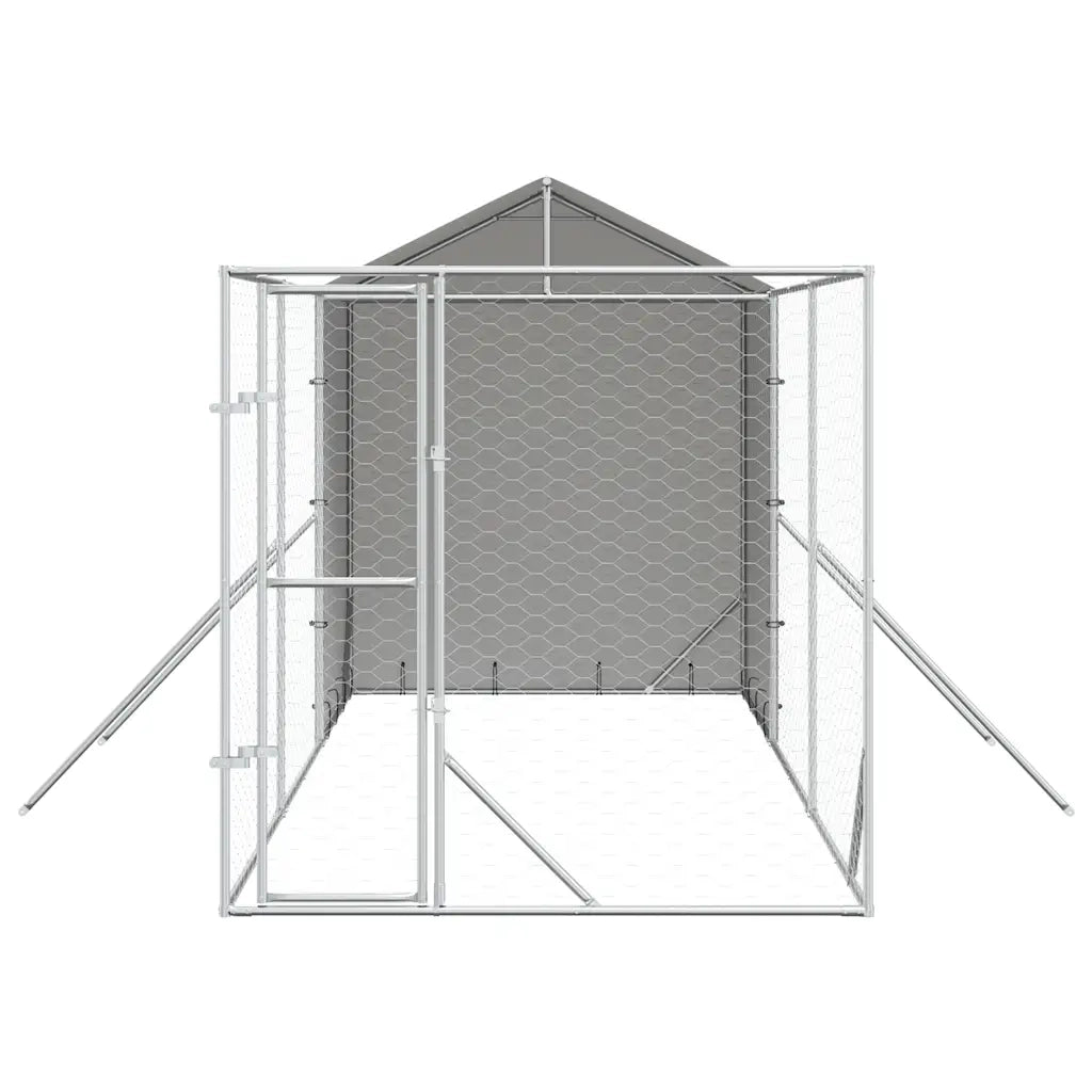 Cuccia Cani da Esterno Tetto Argento 2x6x2,5 m Acciaio Zincato 3190475