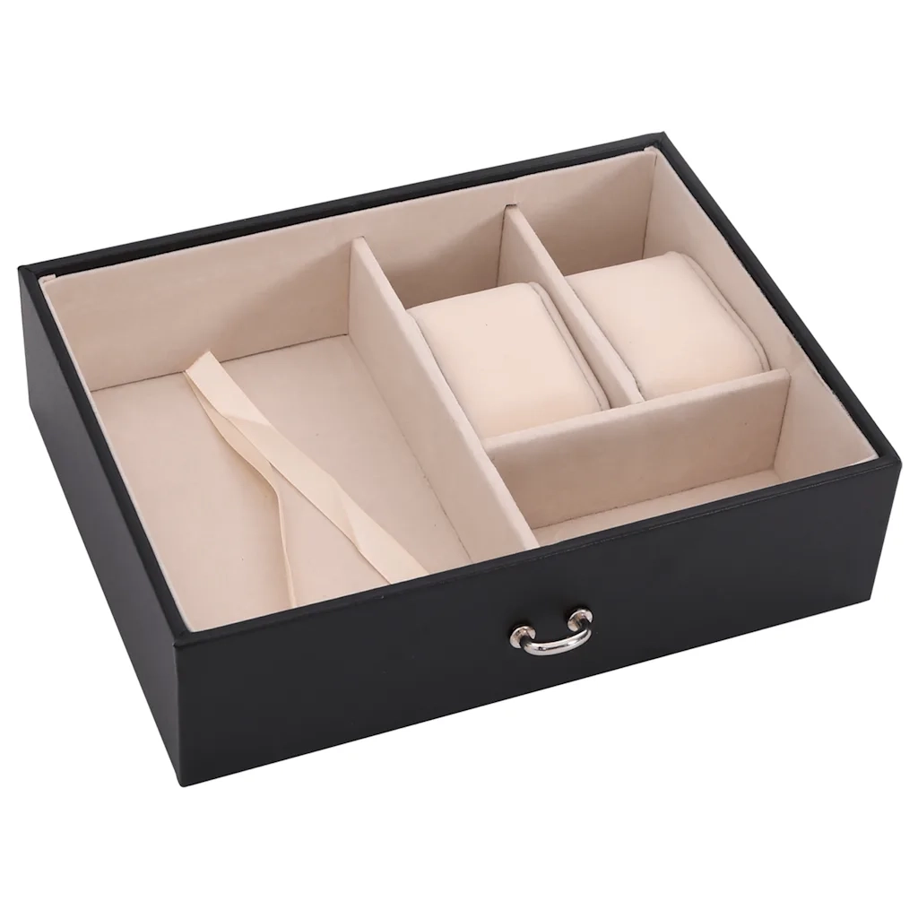 Portagioie a 3 Strati con Specchio Bloccabile Nero 26x18x17,5cm 4103559