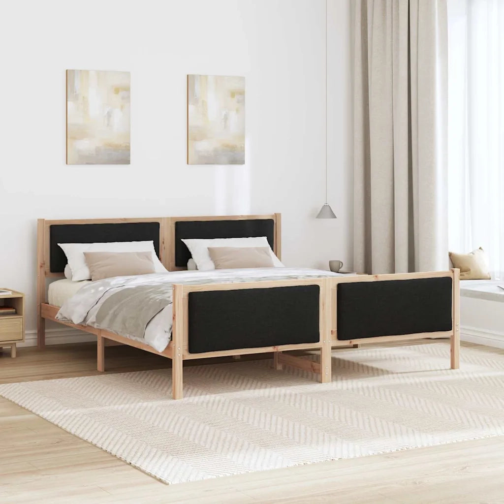 Struttura del letto con testiera Nero 200 x 200 cm Tessuto
