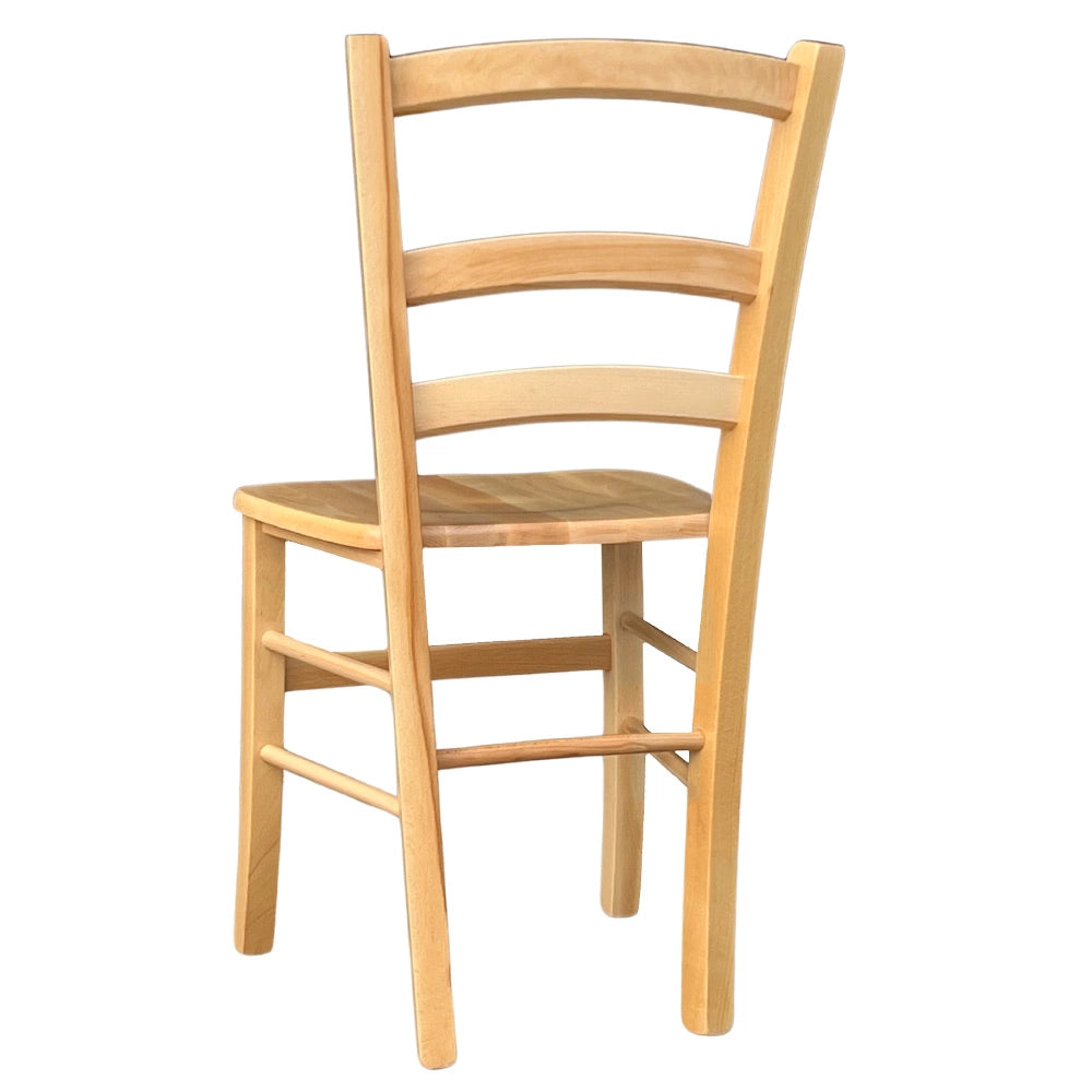 Sedia da sala da pranzo Venezia in legno massiccio naturale con seduta massello