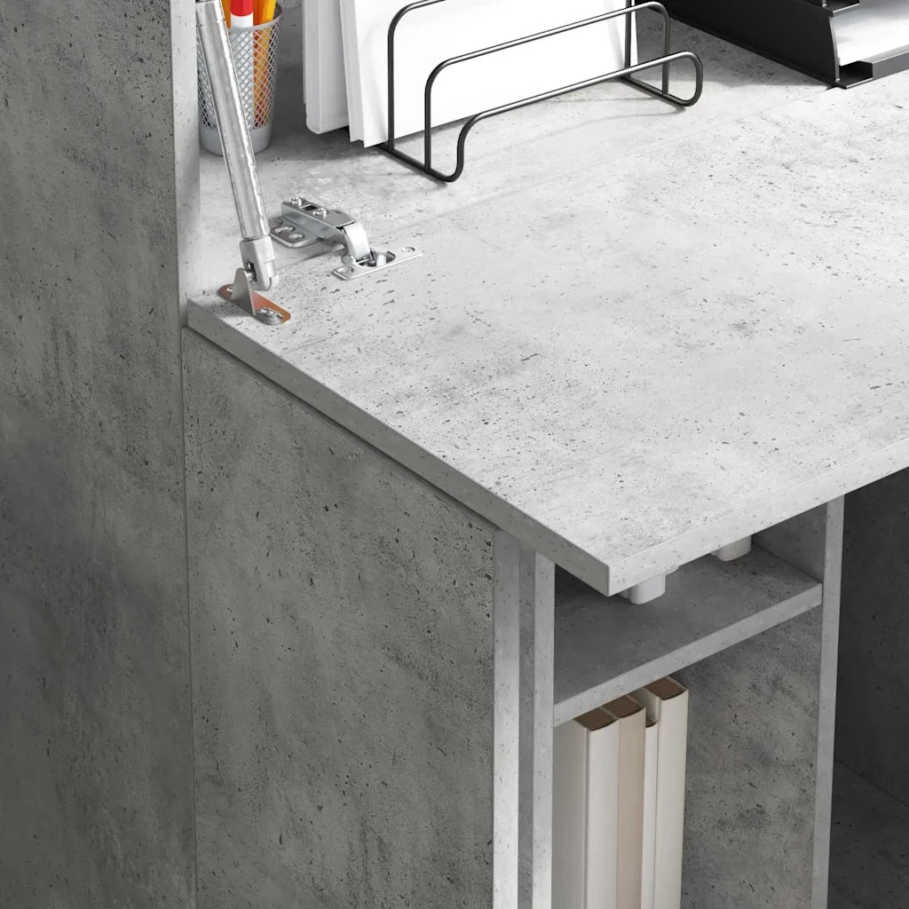 Scrivania con lo scaffale Grigio cemento 71,5 x 31,5 x 106,5 cm 869485
