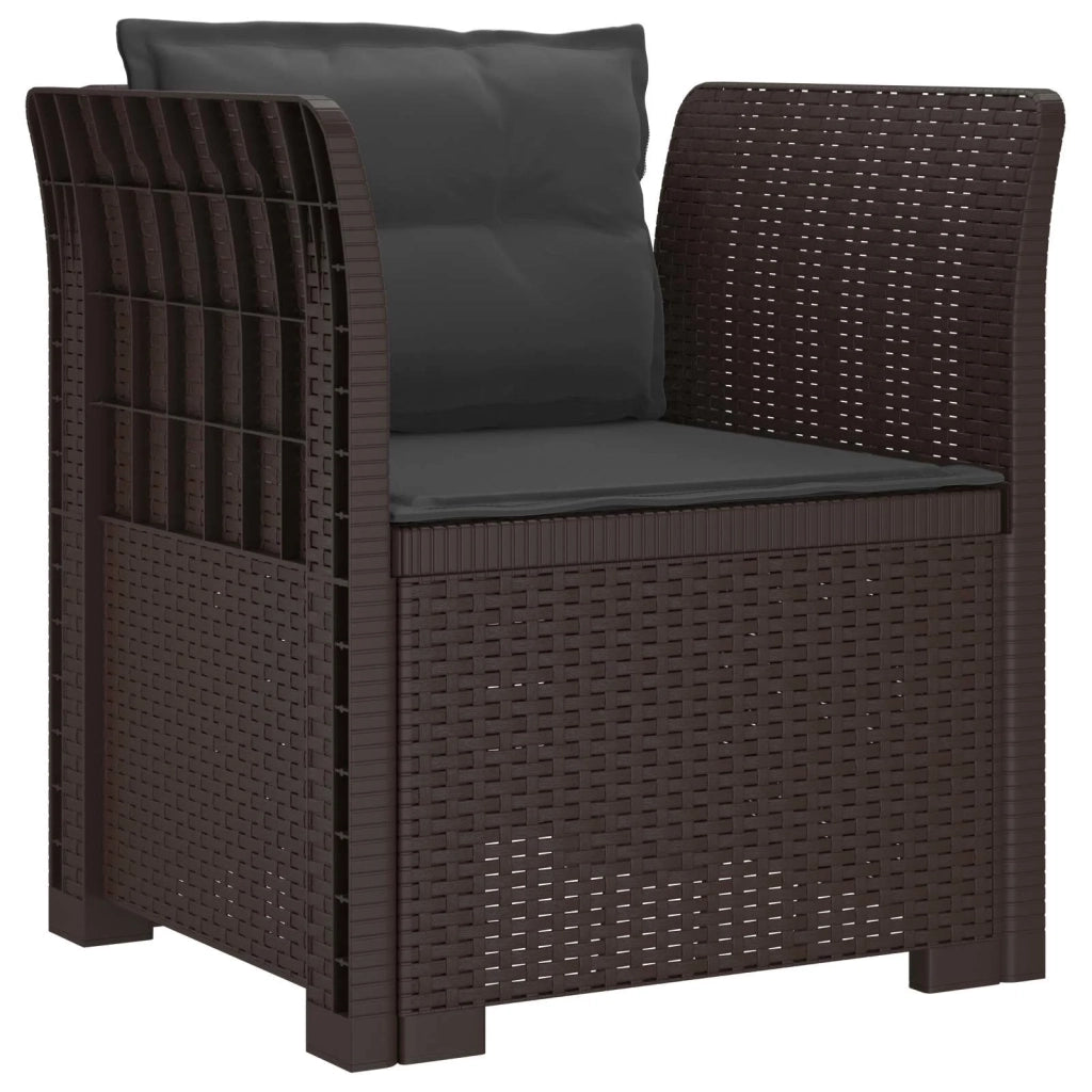 Poltrona a 1 Posto con Cuscini Aspetto Rattan PP Marrone 8011873